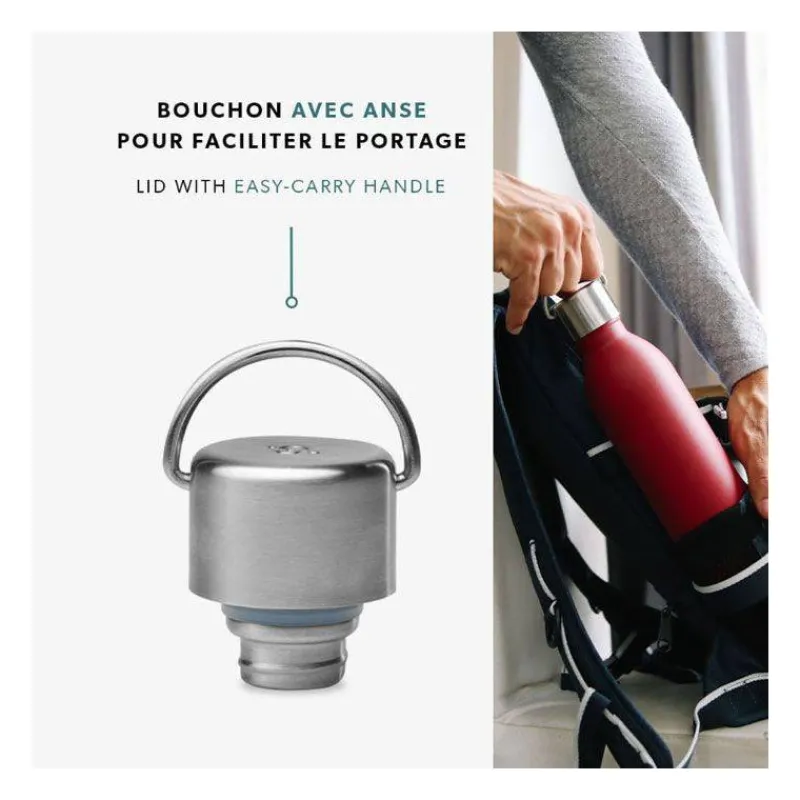 Gourdes Isothermes Et Mugs-Qwetch ACTIVE Bouteille isotherme double paroi en Inox avec poignée 1 L Bleu Marine