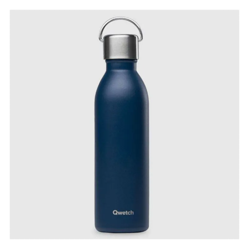 Gourdes Isothermes Et Mugs-Qwetch ACTIVE Bouteille isotherme double paroi en Inox avec poignée 600 ml Bleu Marine