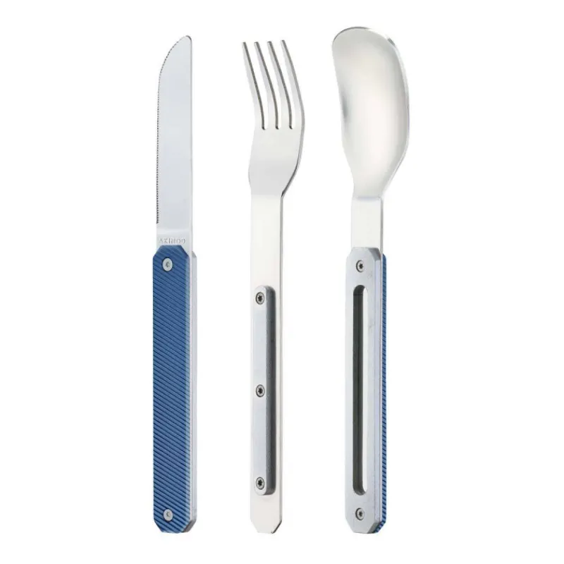 Couverts Nomades-AKINOD 12H34 Set de 3 couverts inox nomades ALUMINIUM BLEU