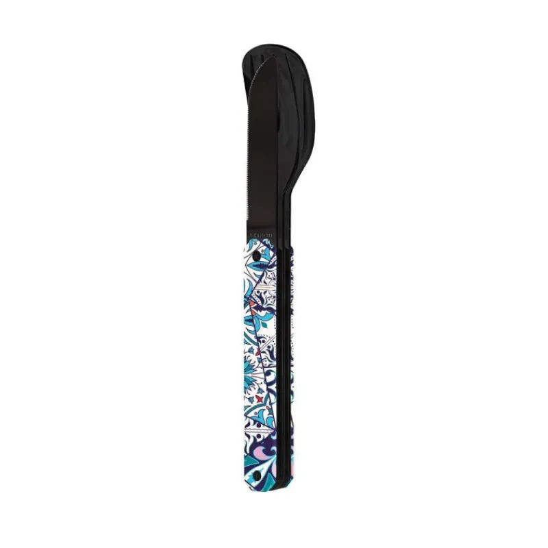 Couverts Nomades-AKINOD 12H34 Set de 3 couverts inox nomades AZULEJOS finition Black