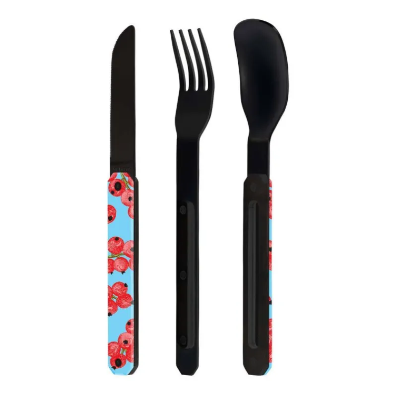 Couverts Nomades-AKINOD 12H34 Set de 3 couverts inox nomades GROSEILLE finition Black