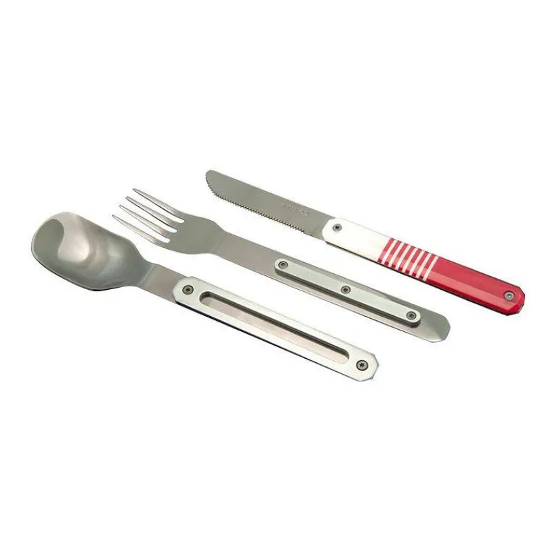 Couverts Nomades-AKINOD 12H34 Set de 3 couverts inox nomades MARINIERE ROUGE SC