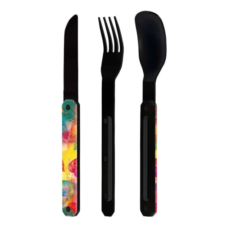 Couverts Nomades-AKINOD 12H34 Set de 3 couverts inox nomades SUNSET finition Black