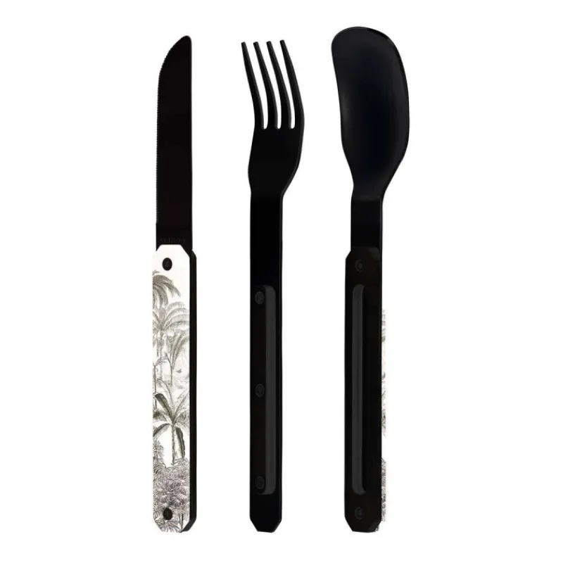 Couverts Nomades-AKINOD 12H34 Set de 3 couverts inox nomades TROPIQUE finition Black