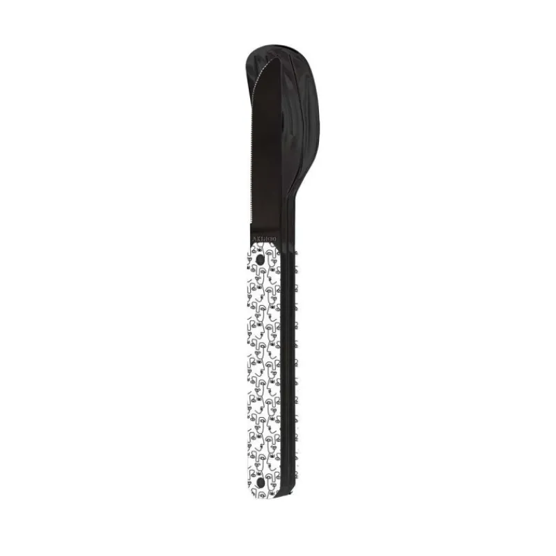Couverts Nomades-AKINOD 12H34 Set de 3 couverts inox nomades VISAGE finition Black