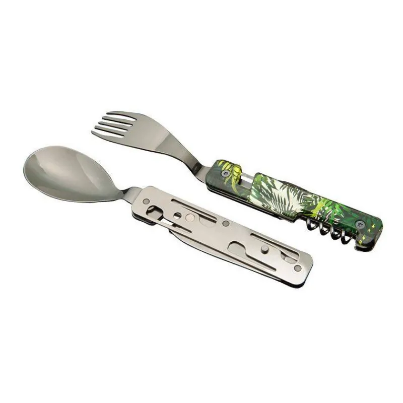 Couverts Nomades-AKINOD 13H25 Set de couverts pliants multifonctions inox nomades JUNGLE
