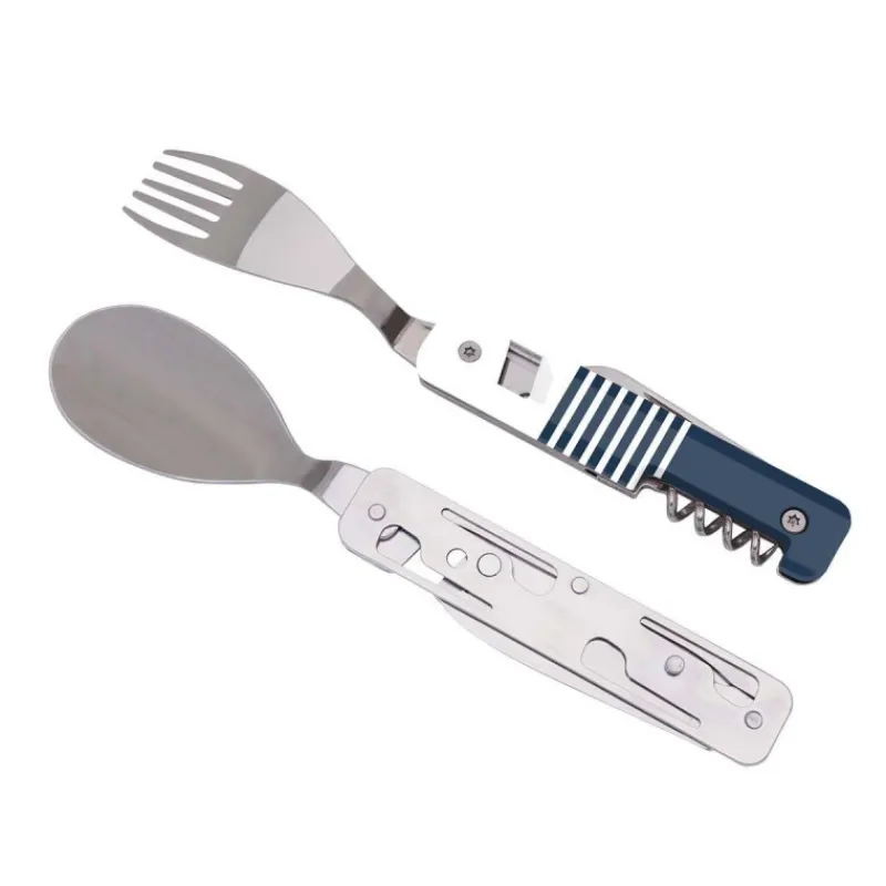 Couverts Nomades-AKINOD 13H25 Set de couverts pliants multifonctions inox nomades MARINIERE BLEUE