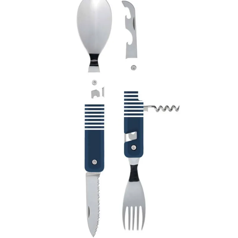 Couverts Nomades-AKINOD 13H25 Set de couverts pliants multifonctions inox nomades MARINIERE BLEUE