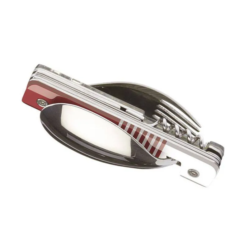 Couverts Nomades-AKINOD 13H25 Set de couverts pliants multifonctions inox nomades MARINIERE ROUGE