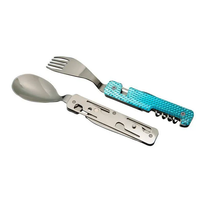 Couverts Nomades-AKINOD 13H25 Set de couverts pliants multifonctions inox nomades MOZAIQUE BLEUE