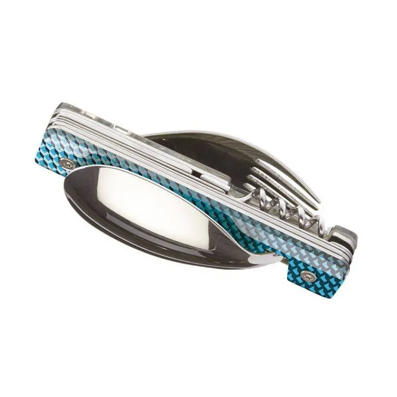 Couverts Nomades-AKINOD 13H25 Set de couverts pliants multifonctions inox nomades MOZAIQUE BLEUE