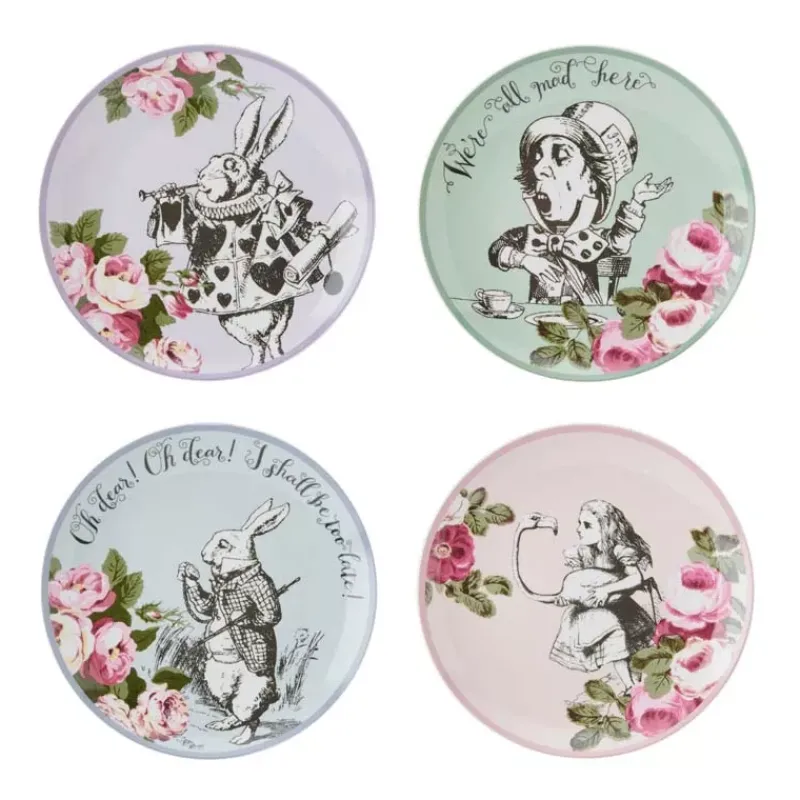 Assiettes À Desserts-Kitchen Craft ALICE IN WONDERLAND  Assiette à dessert en porcelaine D21cm KitchenCraft Les 4 dans un coffret cadeau