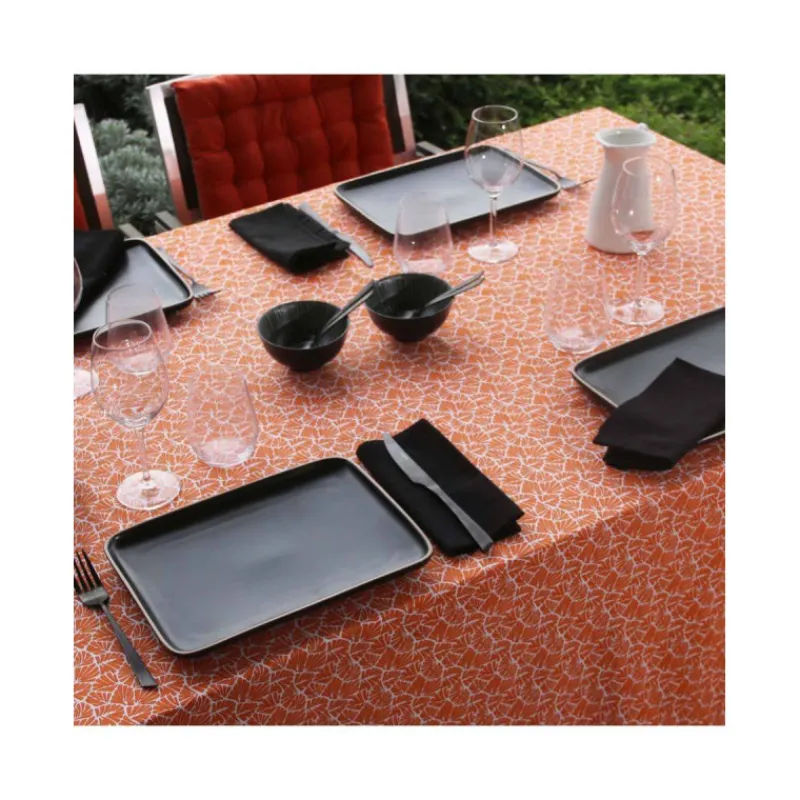 Nappe Table Rectangulaire-Sud Etoffe ANTIBES Nappe 100% coton enduit 300X150 Burnt orange