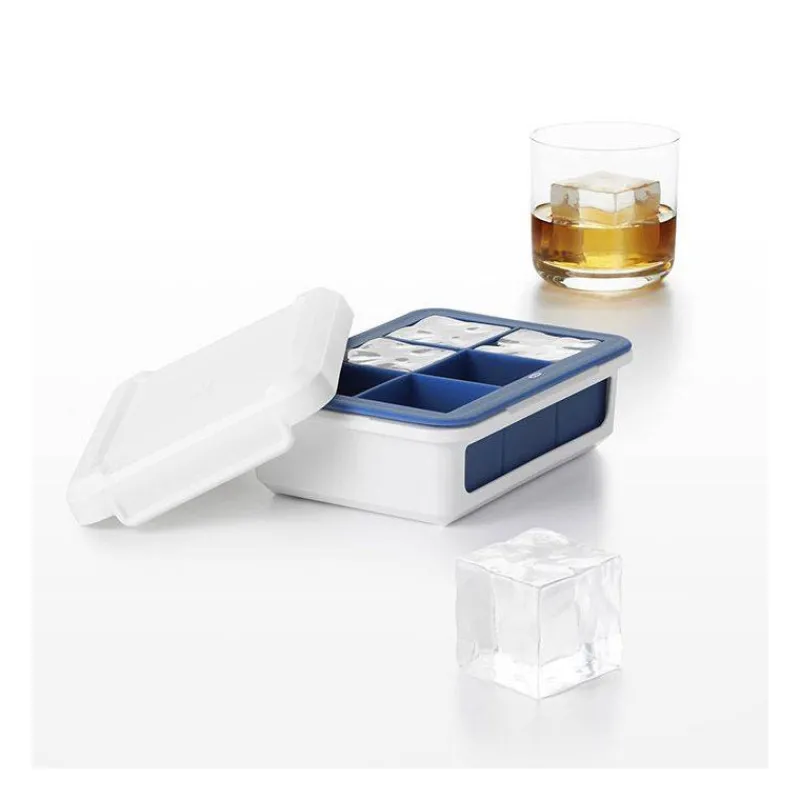 Bacs À Glaçons-OXO Bac à glaçons en silicone gros cubes  XL avec couvercle