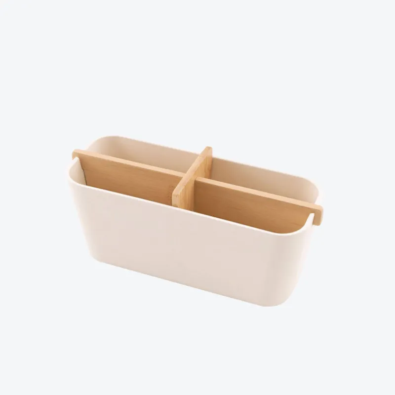 Organiseurs D'évier | Brosses-Point Virgule Bac de rangement évier 4 compartiments pour brosse éponge en bambou