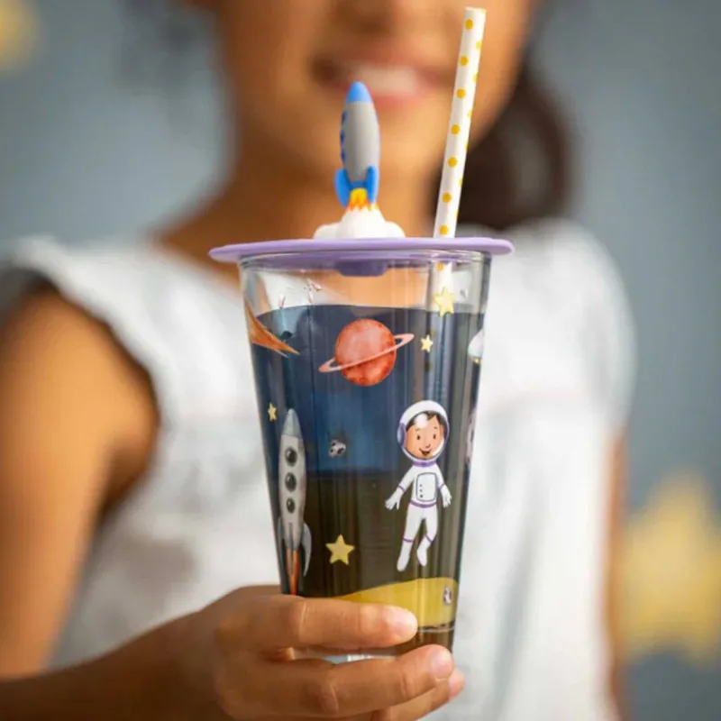Verres Et Tasses Pour Enfants-LEONARDO BAMBINI Couvercle en silicone ESPACE D9 cm Bleu  SC