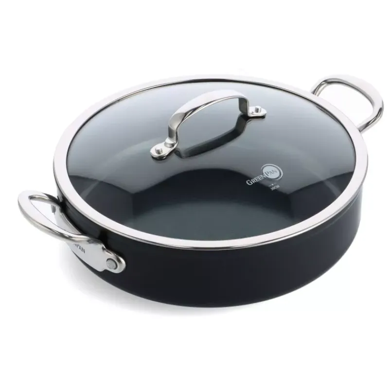 Sauteuses Revêtements Céramique | Sauteuses Revêtements Anti-adhérents-GreenPan BARCELONA Pro Sauteuse aluminium revêtement céramique avec couvercle D30 Nouveau Modèle