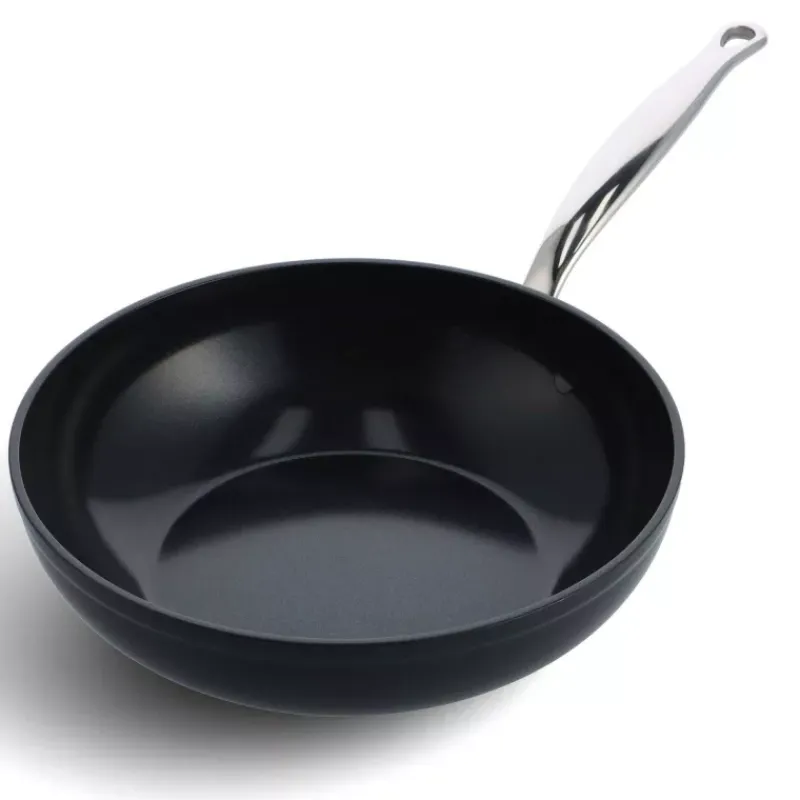 Woks Revêtements Céramique | Woks En Fonte Aluminium-GreenPan BARCELONA Pro Wok aluminium revêtement céramique D28 Nouveau Modèle
