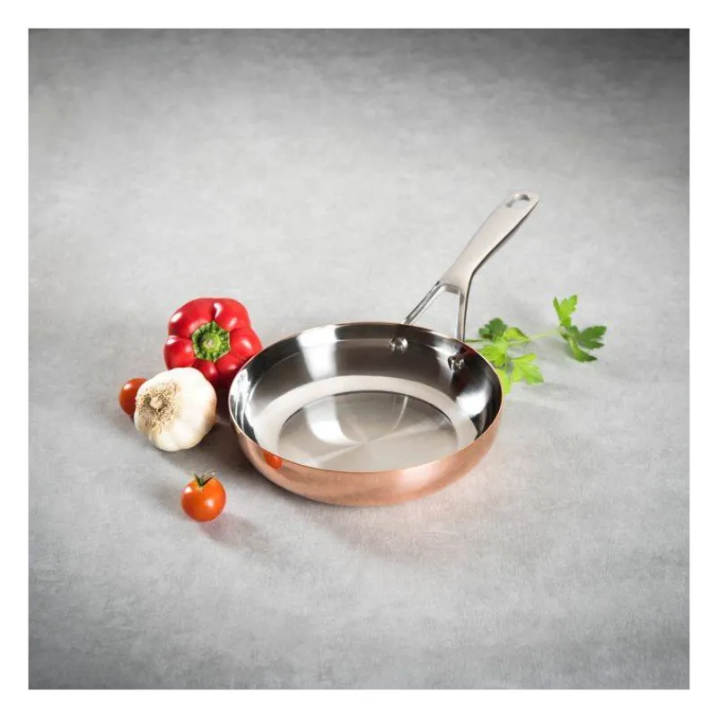 Poêles En Cuivre-BAUMALU B´Chef Poêle Cuivre Inox D24