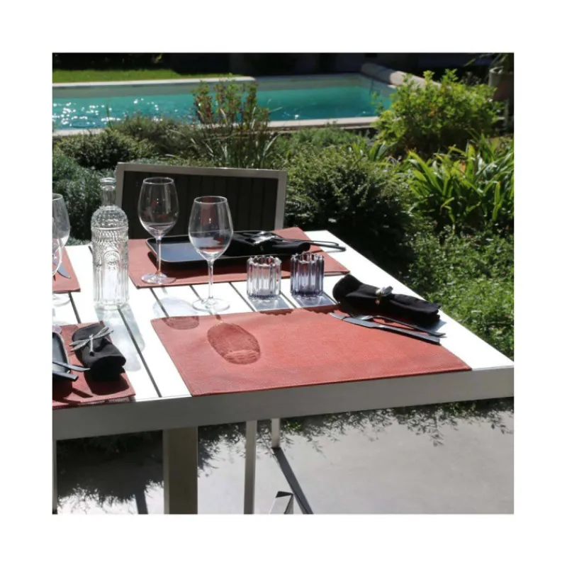 Sets De Tables-Sud Etoffe BICOLOR Set de table 100% polyester enduit 35x50 Burnt orange