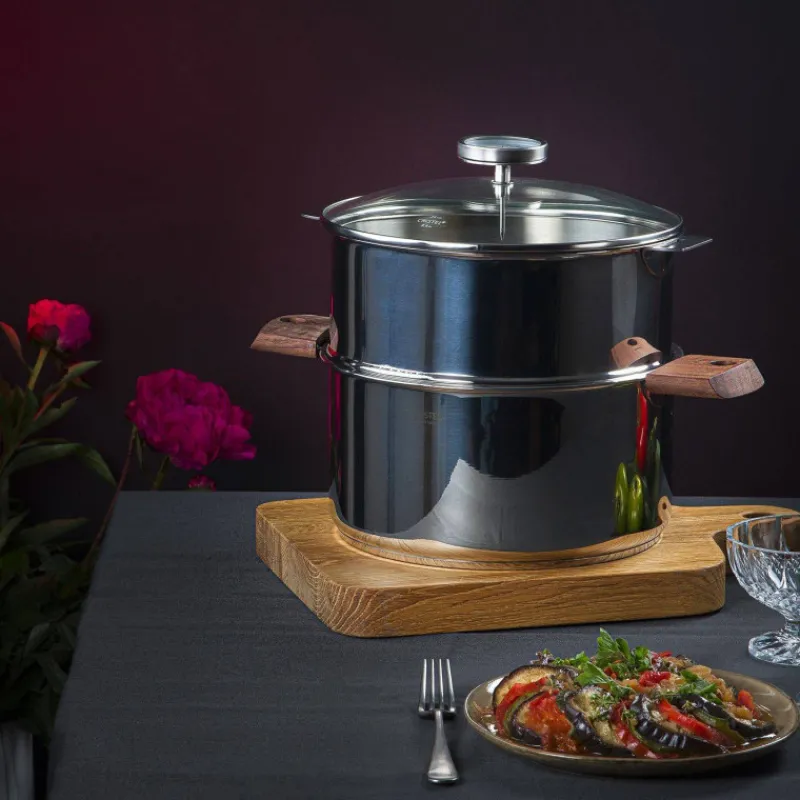 Cuits Vapeur Inox | Cuiseurs Vapeur Simples 1 Niveau-CRISTEL BIOME Cuisson Saine Ensemble Cuit vapeur amovible avec Thermostat D20 HETRE