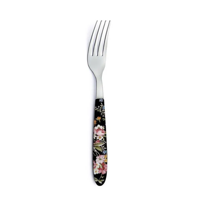 Fourchettes-Easy Life BLOOMING Fourchette de table inox avec poignée décorée Noir SC