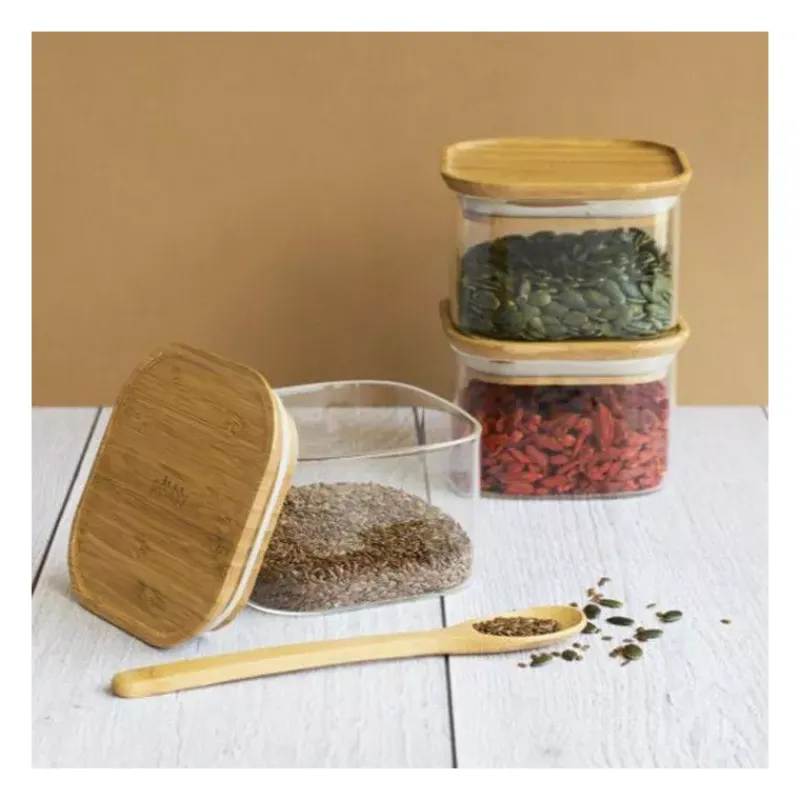 Boites Hermétiques-Pebbly Boite de conservation carrée en verre Lot de 3 x 0.5 L