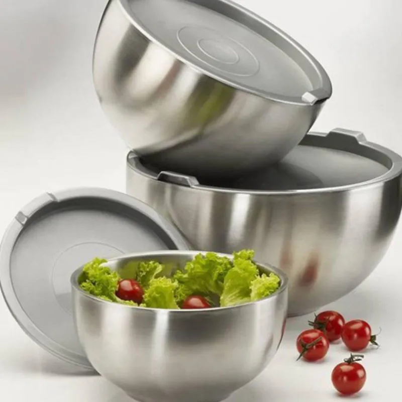 Boites Et Saladiers | Bols À Mixer-GSW Bol Saladier double paroi en acier inoxydable + couvercle D26