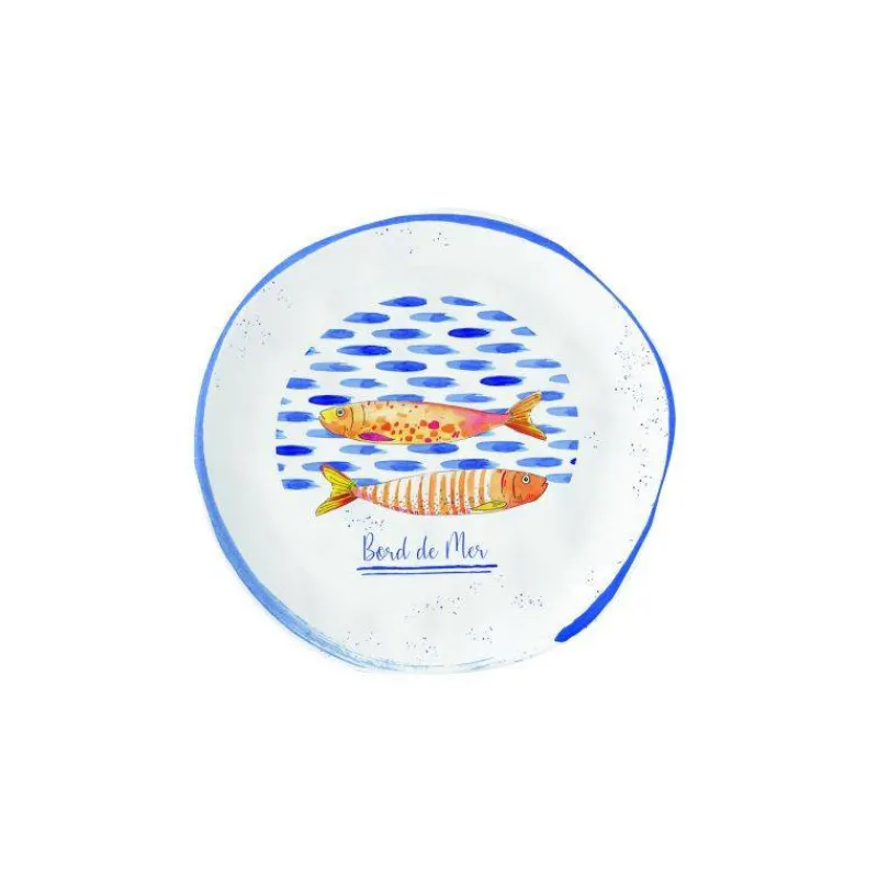 Assiettes À Desserts-Easy Life BORD DE MER Assiette dessert en porcelaine 16 cm décor poisson - Les 6  SC