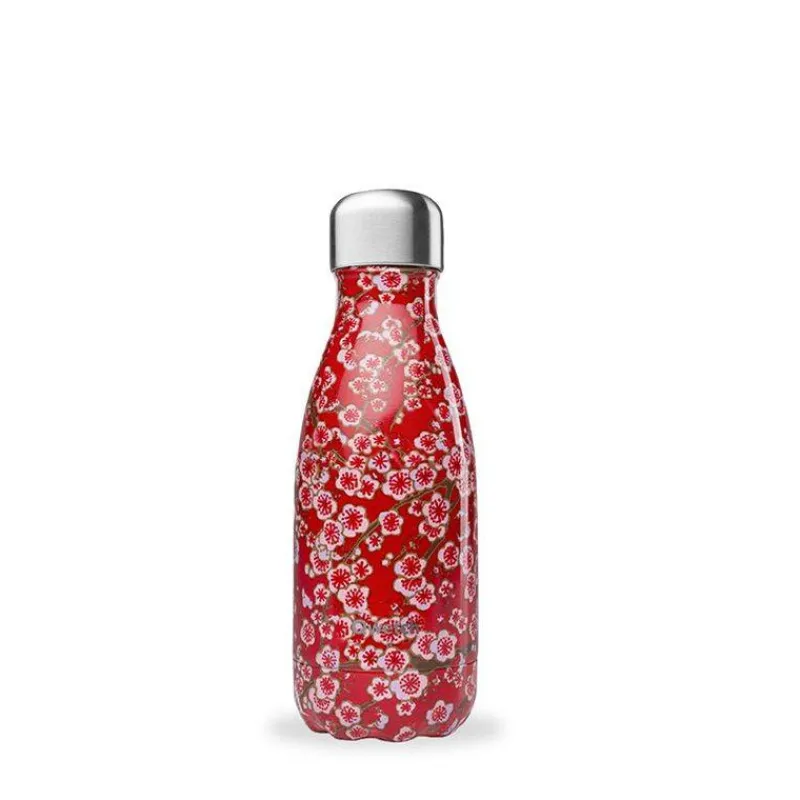 Gourdes Isothermes Et Mugs-Qwetch Bouteille isotherme double paroi en Inox 260 ml Fleurs Rouge