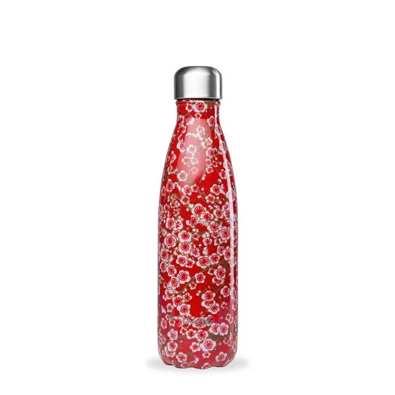 Gourdes Isothermes Et Mugs-Qwetch Bouteille isotherme double paroi en Inox 500 ml Fleurs Rouge