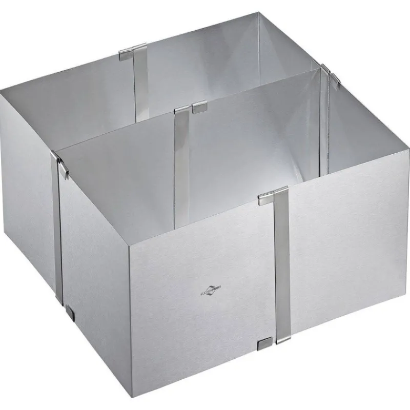 Cercles Et Cadres Extensibles-KUCHENPROFI Cadre Pâtisserie Carré Haut Extensible Inox avec séparateur SC