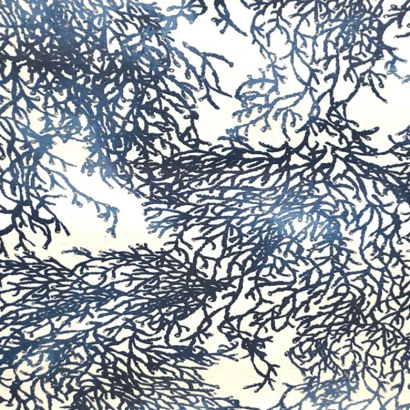 Tissus Au Mètre-STOF CALEDONIE BLEU tissu enduit 155 77% coton 15% acrylique 8% polyester longueur exprimée en cm
