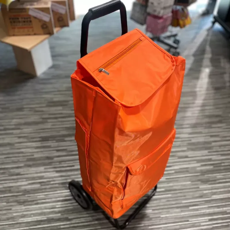 Poussettes De Marché-SIDEBAG CARLUX Multipoche Orange Poussette de marché Chariot de courses 2 roues