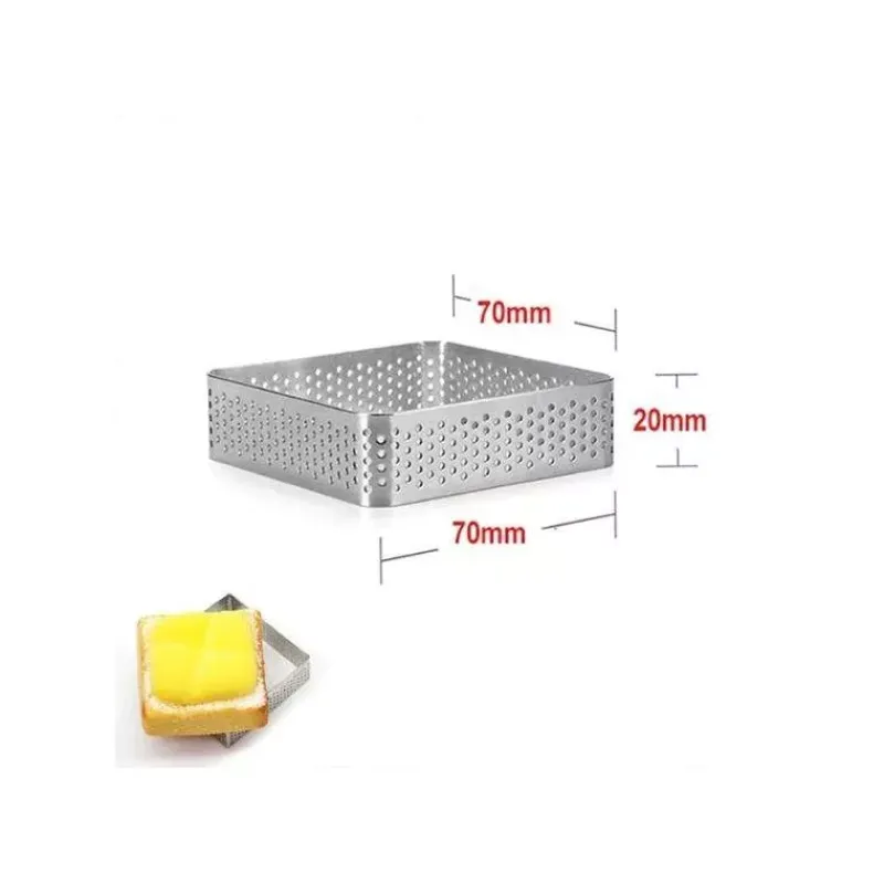 Cercles À Tarte-Patisse Carré à tarte Inox perforé H 2 cm 7 x 7 cm