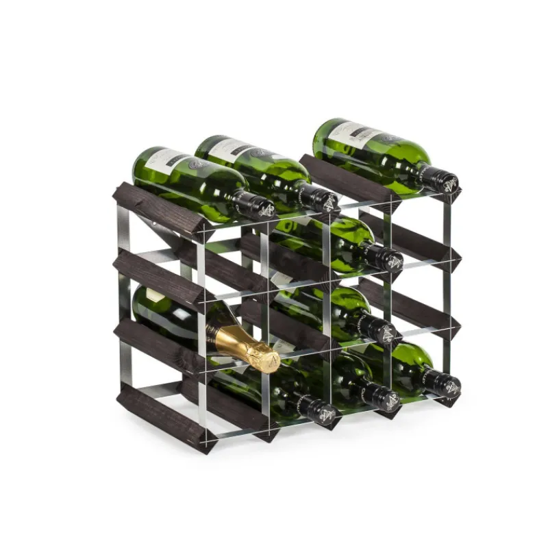 Range Bouteilles-La Casserolerie Casier à vin rangement pour 16 bouteilles traditionnel Wine Rack Co Chêne Brûlé
