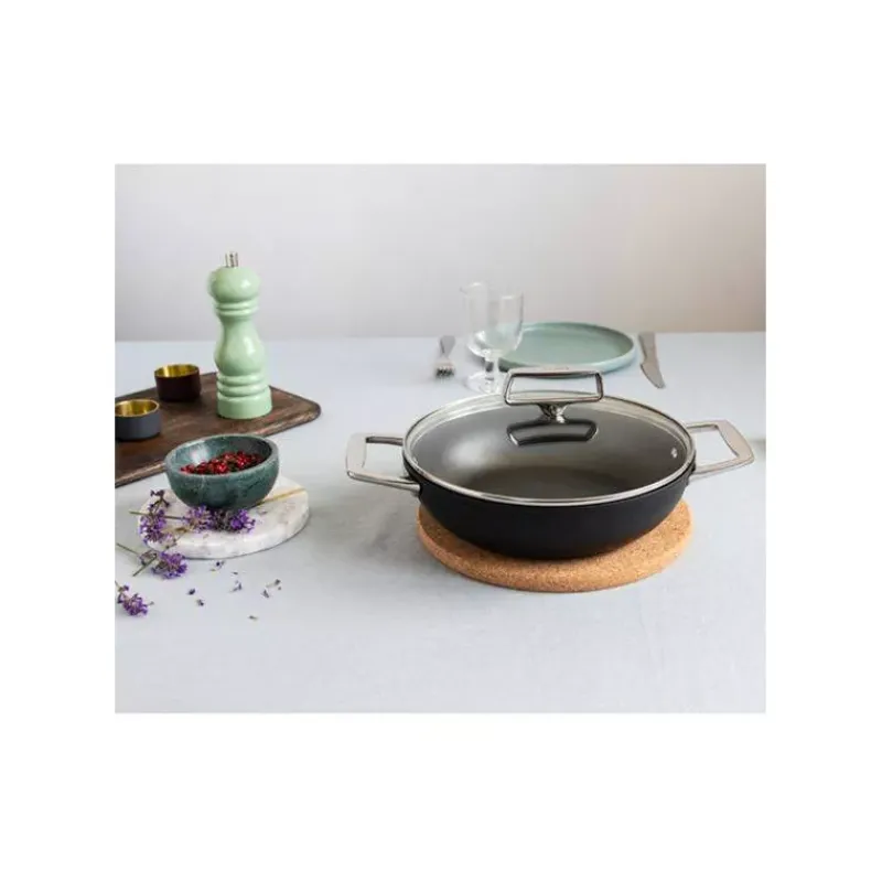Sauteuses Revêtements Anti-adhérents-CRISTEL Castel´Pro Sauteuse Inox Revêtue 2 anses Couvercle verre Exceliss + D28