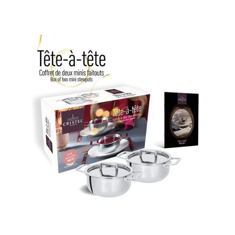 Faitouts-CRISTEL Castel´Pro Set Tête à tête 2 Mini Faitouts 10 cm avec Livre de recettes