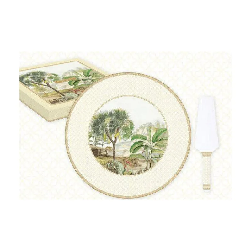 Ustensiles Et Accessoires De Cuisson Pour Pizza-Easy Life CEYLON Plat de service Tarte Pizza avec Pelle à Tarte en Porcelaine D32 cm SC