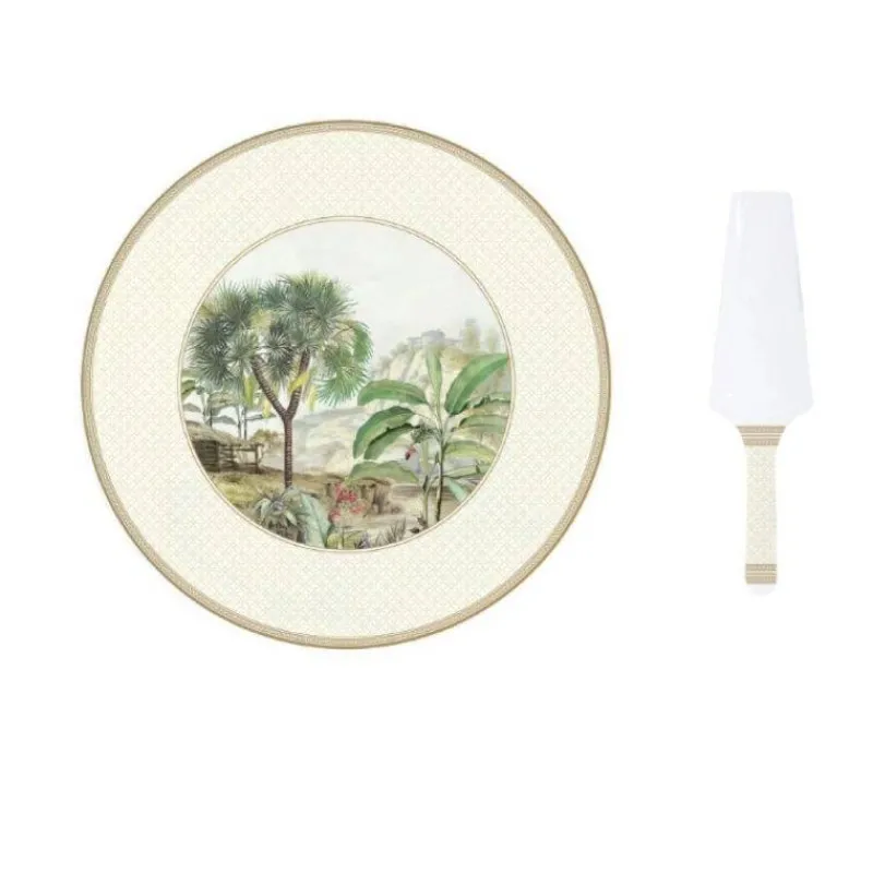 Ustensiles Et Accessoires De Cuisson Pour Pizza-Easy Life CEYLON Plat de service Tarte Pizza avec Pelle à Tarte en Porcelaine D32 cm SC