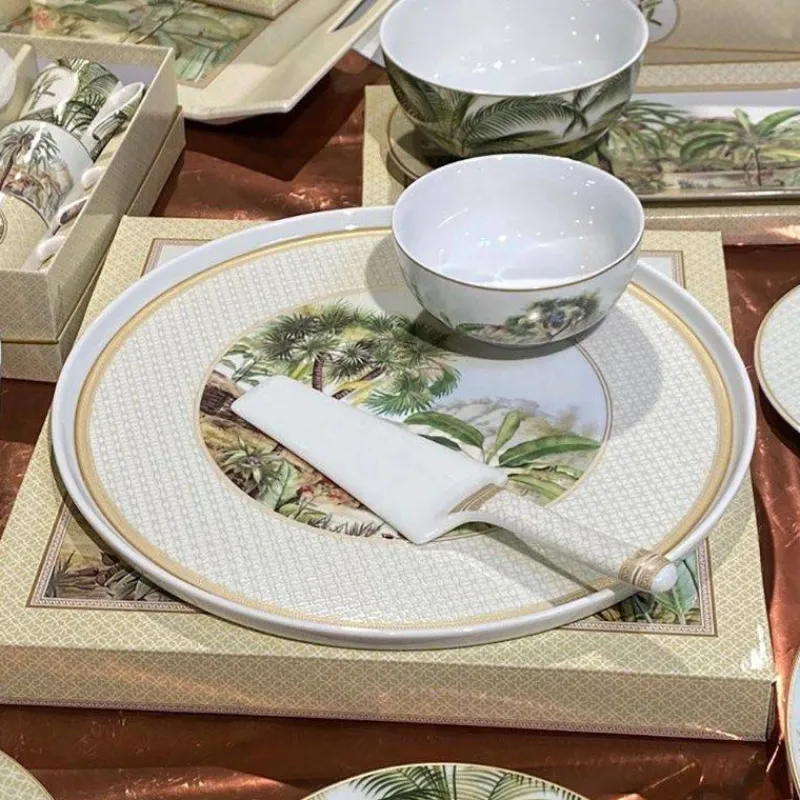 Ustensiles Et Accessoires De Cuisson Pour Pizza-Easy Life CEYLON Plat de service Tarte Pizza avec Pelle à Tarte en Porcelaine D32 cm SC