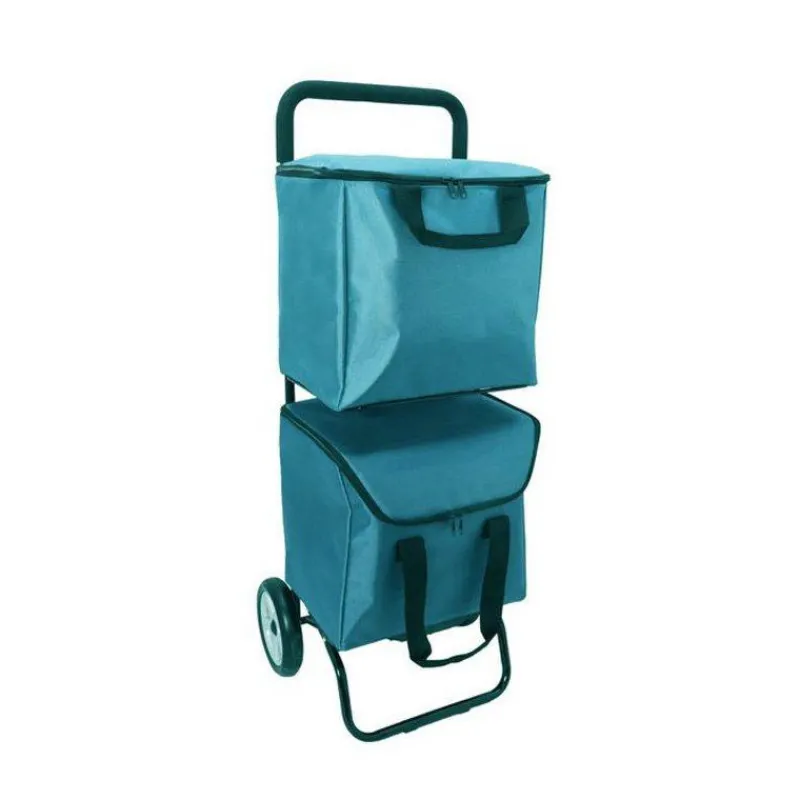 Poussettes De Marché | Chariots Et Paniers Isothermes-SIDEBAG Chariot double MODULO Poussette de marché de courses 2 roues Bleu canard