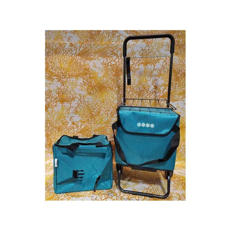 Poussettes De Marché-SIDEBAG Chariot double MODULO Poussette de marché de courses 6 roues Bleu canard