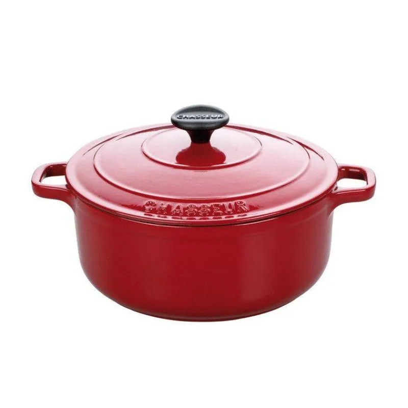 Cocottes En Fonte Traditionnelle-CHASSEUR Cocotte Ronde Fonte émaillée ROUGE D24