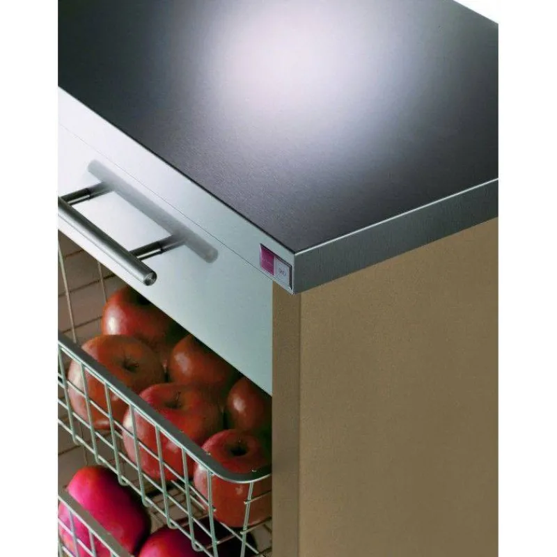 Dessertes Roulantes-DHO CHELSEA Desserte de cuisine en Inox 1 tiroir + 3 paniers + 1 rangement bouteille Sable