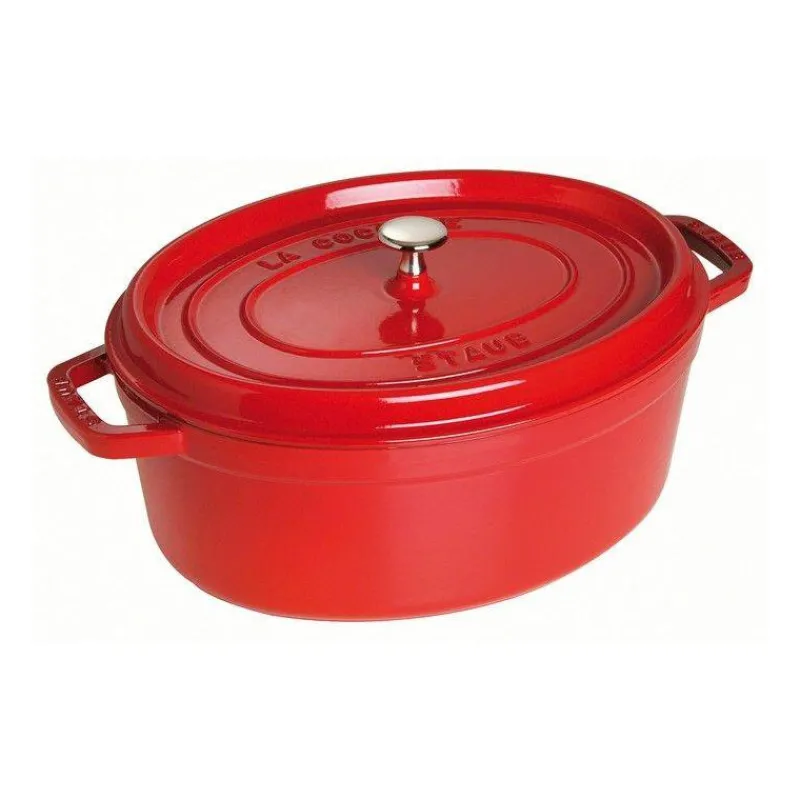 Cocottes Staub | Cocottes En Fonte Traditionnelle-STAUB Cocotte en fonte Emaillée Ovale ROUGE CERISE D37 8 L