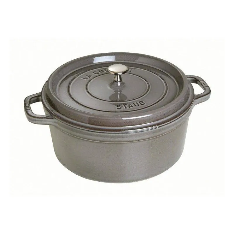 Cocottes Staub | Cocottes En Fonte Traditionnelle-STAUB Cocotte en fonte Emaillée Ronde GRIS GRAPHITE D34 12,6 L