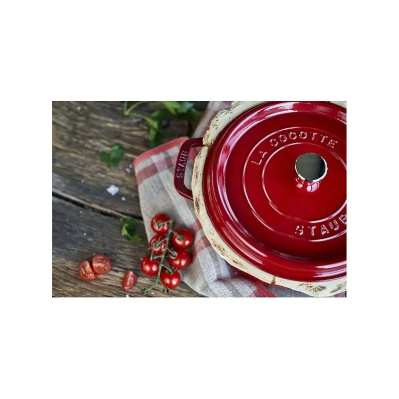 Cocottes Staub | Cocottes En Fonte Traditionnelle-STAUB Cocotte en fonte Emaillée Ronde ROUGE CERISE D24 3.79 L