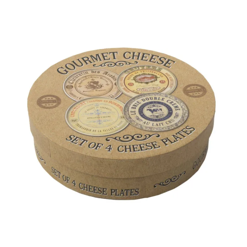 Assiettes À Thèmes | Assiettes À Desserts-Kitchen Craft Coffret de 4 assiettes à dessert décorées étiquettes de fromage Gourmet Cheese