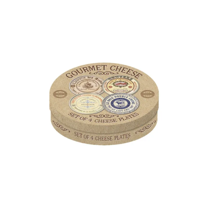 Assiettes À Thèmes | Assiettes À Desserts-Kitchen Craft Coffret de 4 assiettes à dessert décorées étiquettes de fromage Gourmet Cheese
